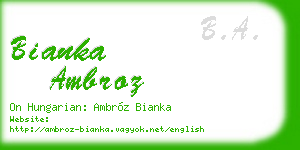 bianka ambroz business card