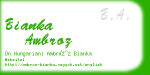 bianka ambroz business card